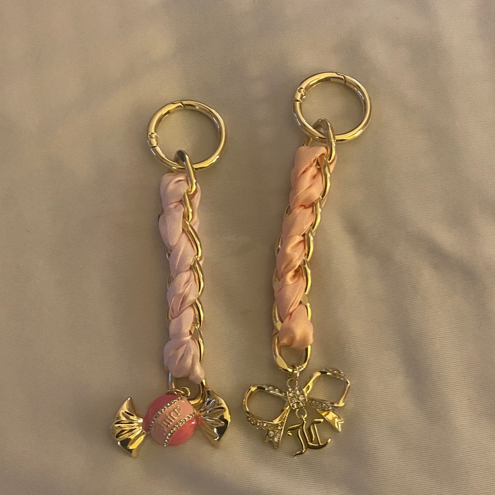 Juicy Couture Gold and Pink Keychain Duo